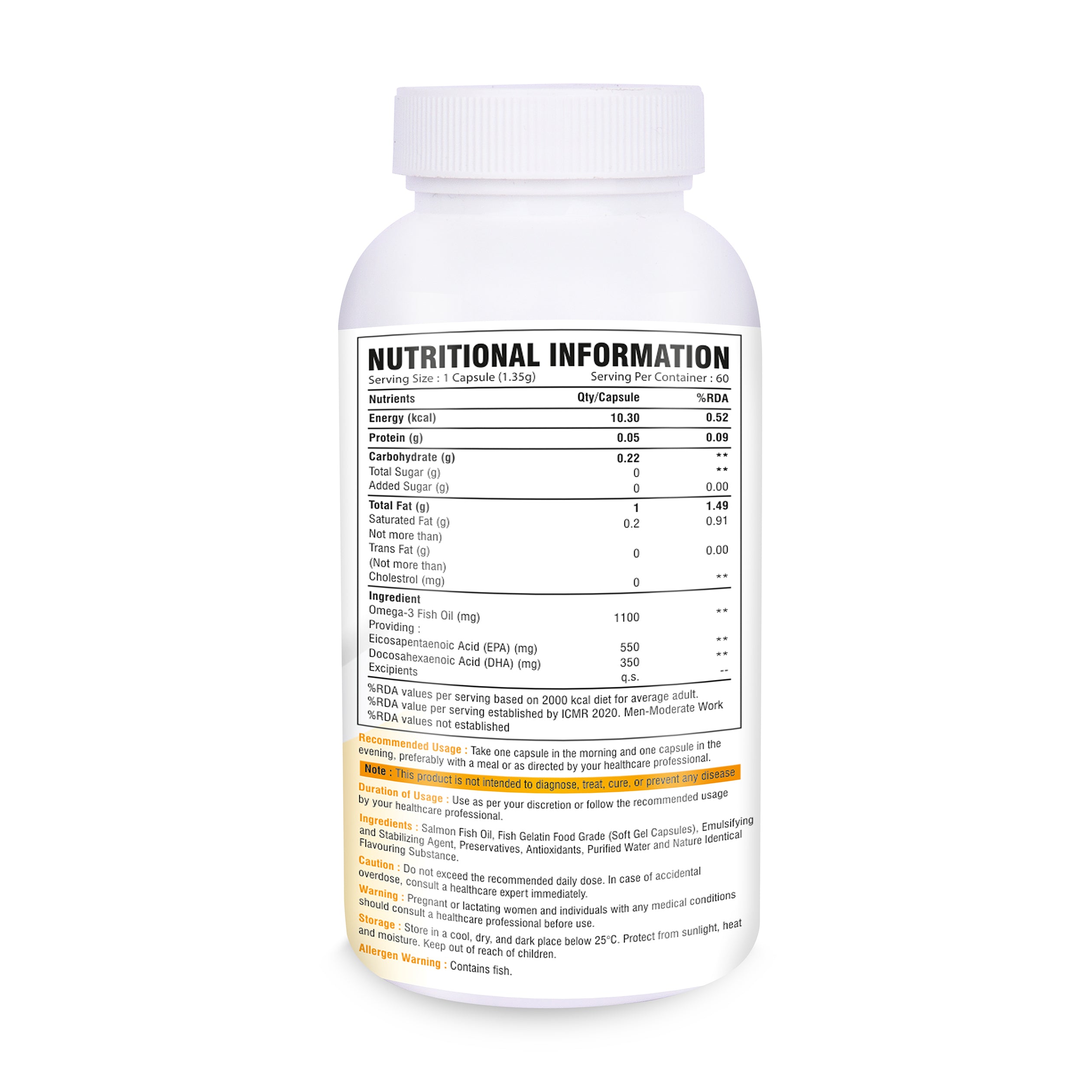 Coreprime 3X Triple Strength EPA 550 mg & DHA 350 mg 1100 mg Omega 3 Salmon Fish Oil Capsules Lemon Flavor - 60 Soft Gels